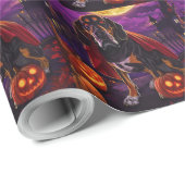 Halloween Treeing Walker Vampier Pompoenen Griezel Cadeaupapier (Rol Hoek)