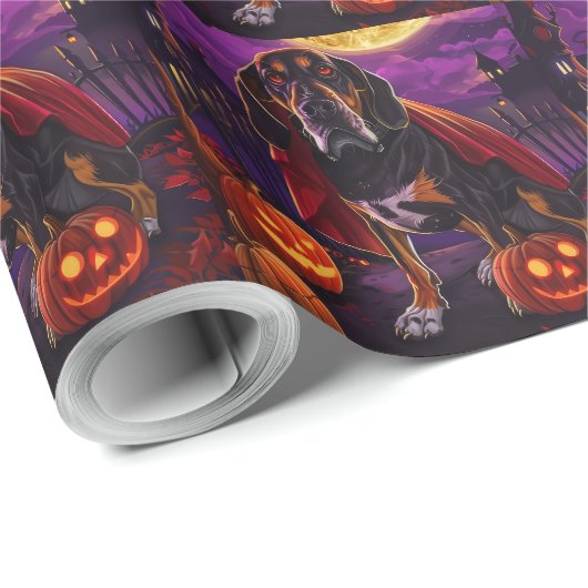 Halloween Treeing Walker Vampire Pumpkins eng Cadeaupapier (Rol Hoek)