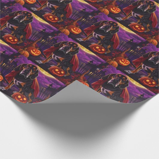 Halloween Treeing Walker Vampire Pumpkins eng Cadeaupapier (Hoek)