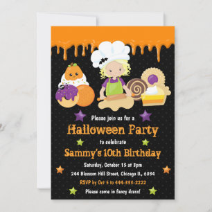 Halloween Treking Baking Birthday Party Kaart