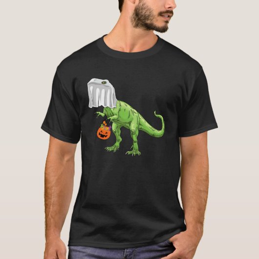 Halloween TRex Dinosaur Ghost Trick or Treat Toddl T-shirt (Voorkant)