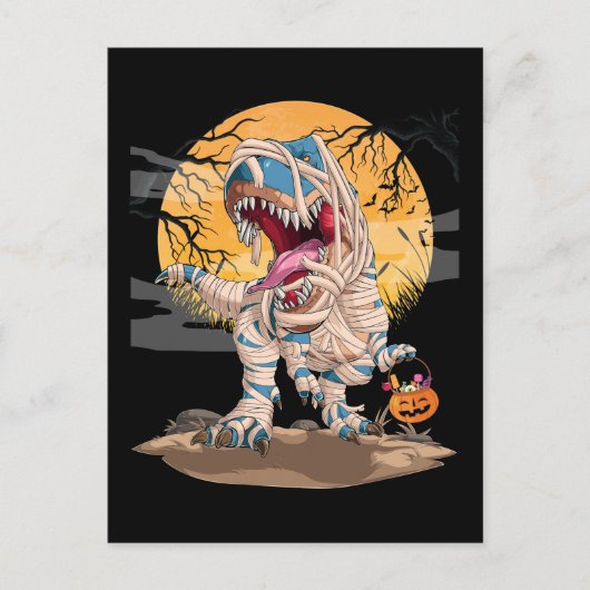 Halloween Trex Pumpkin Boys Girls Dino Briefkaart (Voorkant)