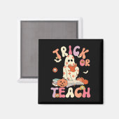 Halloween Trick of Teach Retro Floral Ghost Teache Magneet (Voorkant / Achterkant)