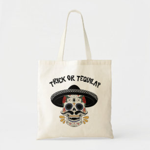 Halloween Trick of Tequila Sugar Skull Sombrero Tote Bag