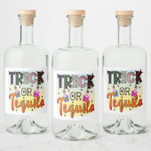 Halloween Trick of Tequila Typography Fun Likeurfles Etiket (Flessen)