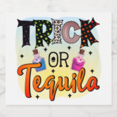 Halloween Trick of Tequila Typography Fun Likeurfles Etiket (Enkel label)