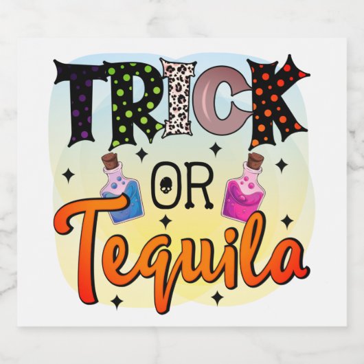 Halloween Trick of Tequila Typography Fun Likeurfles Etiket (Enkel label)