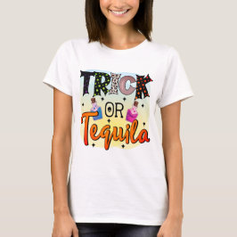 Halloween Trick of Tequila Typography Fun Tri-Blend Shirt