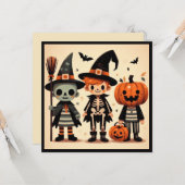 Halloween Trick of Treaters Retro Kaart (Voorkant / Achterkant in situ)