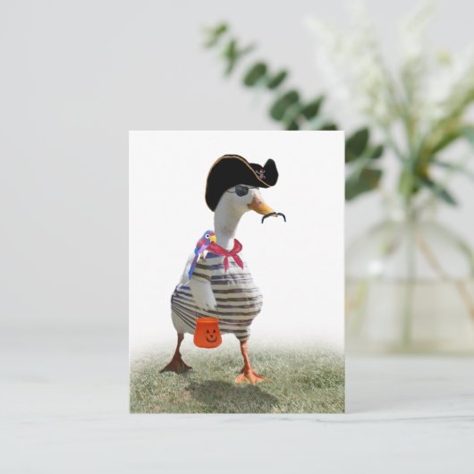 Halloween Trick of Treating Pirate Duck Briefkaart (Staand voorkant)