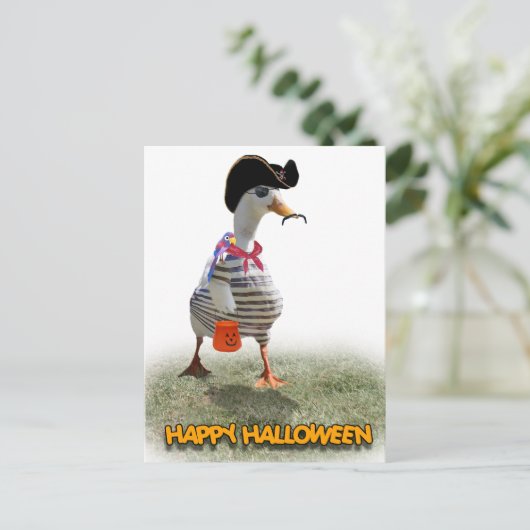 Halloween Trick of Treating Pirate Duck Briefkaart (Staand voorkant)