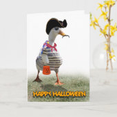 Halloween Trick of Treating Pirate Duck Kaart (Gele Bloem)