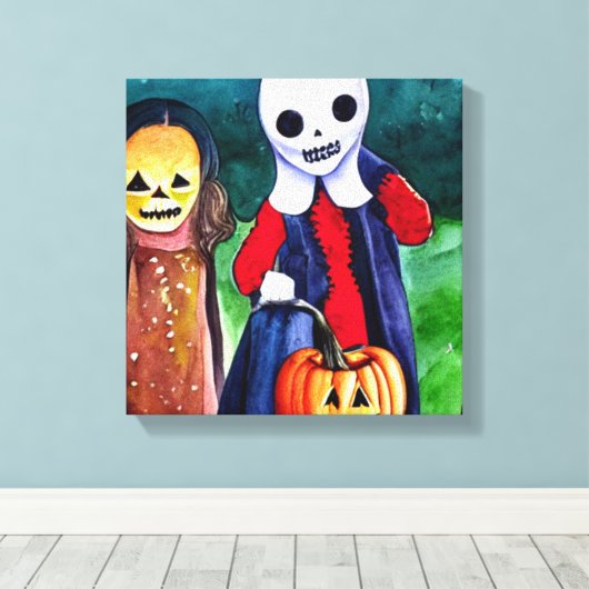 Halloween Trick of Treers Canvas Afdruk (Insitu (Houten vloer))