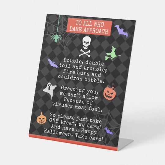 Halloween Trick of Treing Pandemic Poem Reclamebord Met Voetstuk (Voorkant)