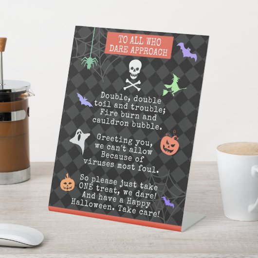 Halloween Trick of Treing Pandemic Poem Reclamebord Met Voetstuk (Insitu)