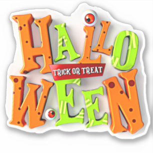 Halloween Trick or treat, 3D-blokkeereffect, Sticker