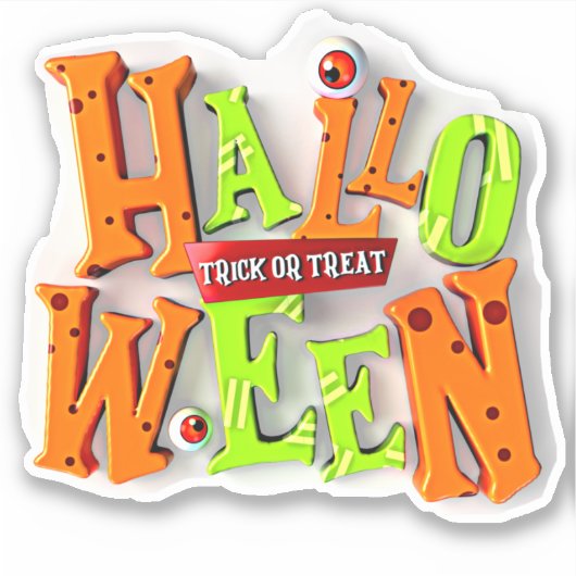 Halloween Trick or treat, 3D-blokkeereffect, Sticker (Voorkant)