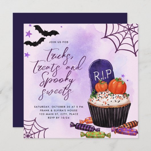 Halloween Trick or treat Aangepaste Uitnodiging (Voorkant / Achterkant)