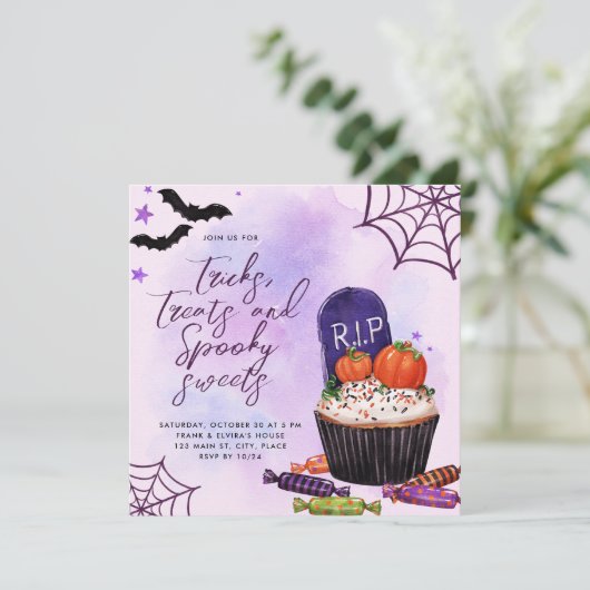 Halloween Trick or treat Aangepaste Uitnodiging (Staand voorkant)