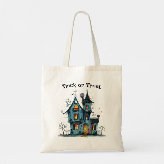Halloween Trick or treat Bag met Creepy House Tote Bag (Achterkant)