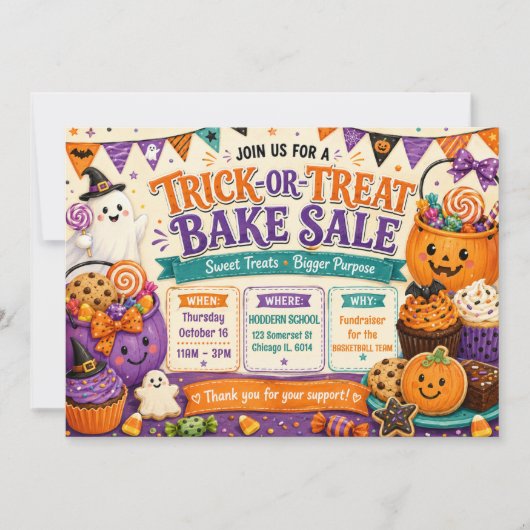 Halloween Trick-or-Treat Bakverkoop Kaart (Voorkant)