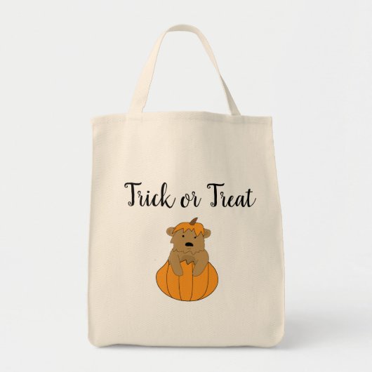 Halloween Trick or treat Beer in Pumpkin Canvas ta Tote Bag (Voorkant)