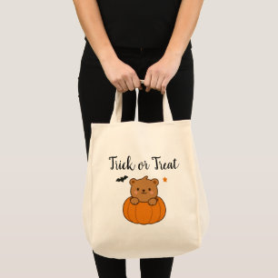 Halloween Trick or treat Beer in Pumpkin Canvas ta Tote Bag