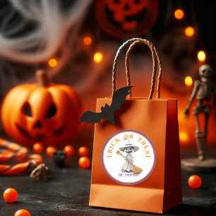 Halloween Trick or treat Big Eyed Witch in Wit Ronde Sticker