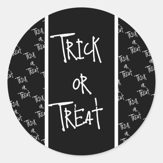 Halloween trick or treat black and white ronde sticker (Voorkant)