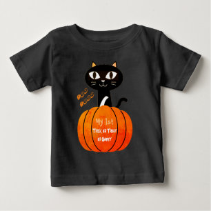 Halloween Trick or treat Black Boo Cat Pumpkin