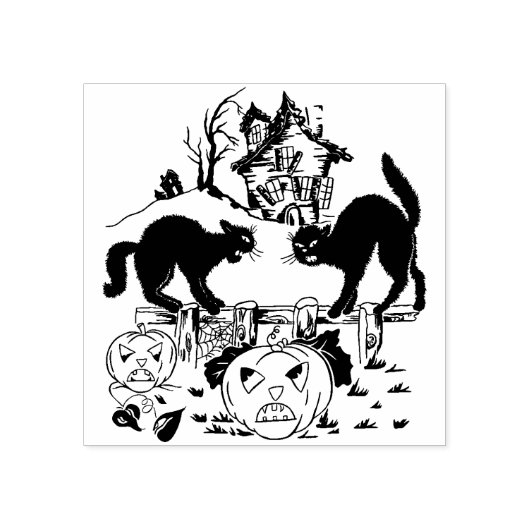 Halloween Trick or treat Black Cats Rubberstempel (Afrduk)