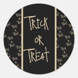 Halloween trick or treat black gold ronde sticker