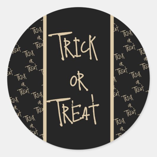 Halloween trick or treat black gold ronde sticker (Voorkant)