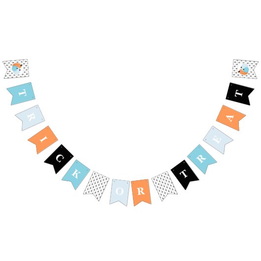 Halloween TRICK OR TREAT Blue Pomkins and spiders Vlaggetjes (Alle)