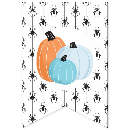 Halloween TRICK OR TREAT Blue Pomkins and spiders Vlaggetjes (Eerste vlag)