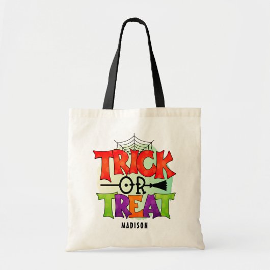 Halloween Trick or treat Broom Gepersonaliseerd Sn Tote Bag (Voorkant)