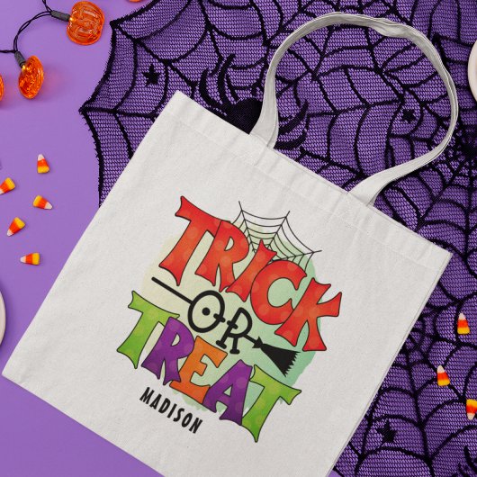 Halloween Trick or treat Broom Gepersonaliseerd Sn Tote Bag