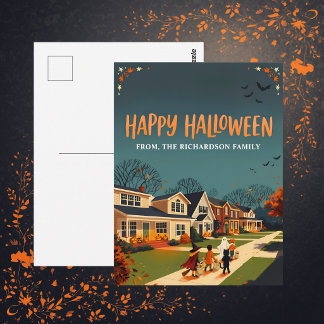 Halloween Trick-or-Treat Buurt Briefkaart