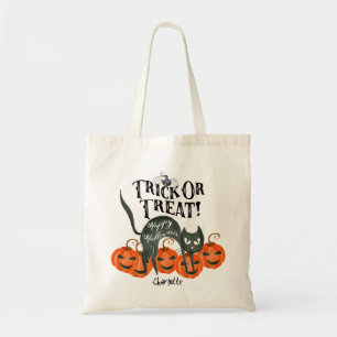 halloween trick or treat canvas tas met naam