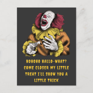 Halloween Trick or treat Clown lachen   Geel Briefkaart