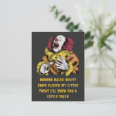 Halloween Trick or treat Clown lachen | Geel Briefkaart (Staand voorkant)