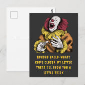 Halloween Trick or treat Clown lachen | Geel Briefkaart (Voorkant / Achterkant)