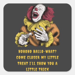 Halloween Trick or treat Clown lachen Geel Vierkante Sticker