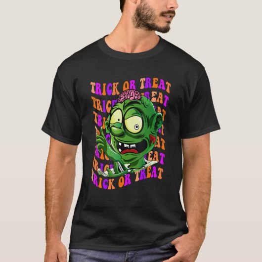 Halloween Trick or treat Cool Zombie Halloween T-shirt (Voorkant)