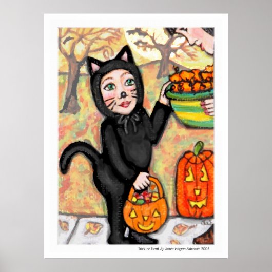 Halloween Trick or treat Costume Cat Art Poster (Voorkant)