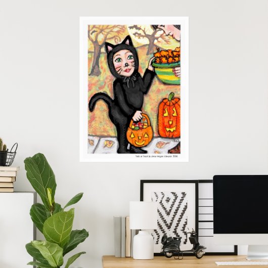Halloween Trick or treat Costume Cat Art Poster (Thuiskantoor)