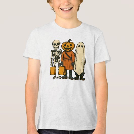 Halloween Trick or treat Crew Tri-Blend Shirt (Voorkant)