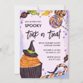 Halloween Trick or treat Cupcake Kaart (Voorkant)