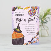 Halloween Trick or treat Cupcake Kaart (Staand voorkant)