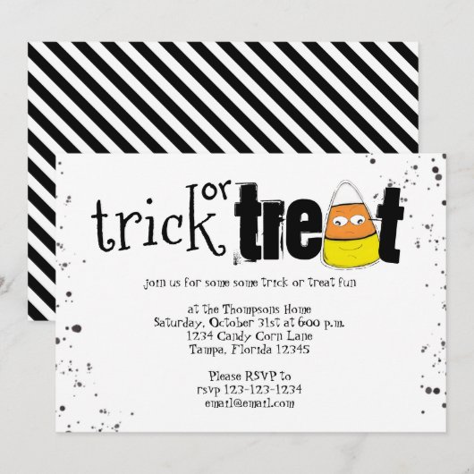 Halloween Trick or treat Cute Candy Corn Simple Kaart (Voorkant / Achterkant)